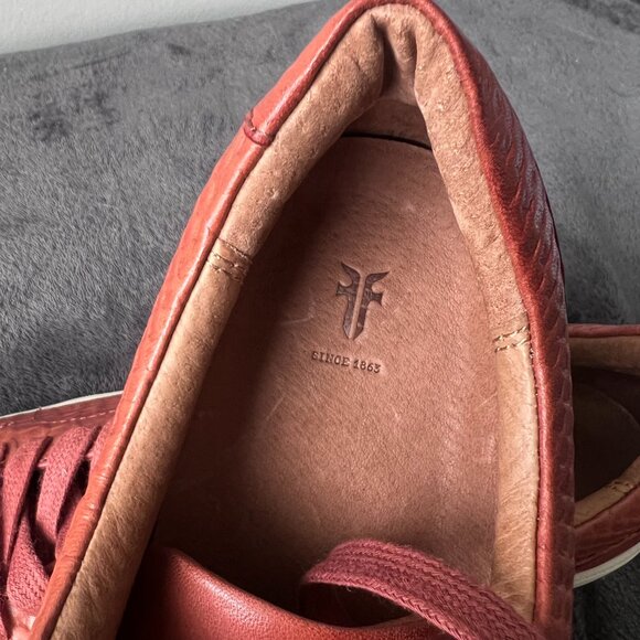 Frye Ivy Snake Embossed Leather Women Sneakers in Rosewood Size 8.5 - Picture 9 of 11